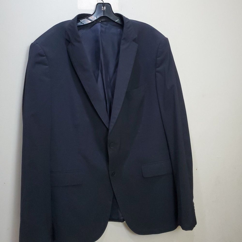 Hugo Boss Men's Suit 2 Piece Black Solid Wool Blazer Jacket 44R Pants 30x33 Slim